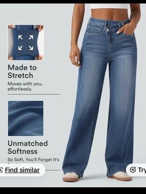 Halara flex denim. Asymmetrical waist low rise. Size extra small petite